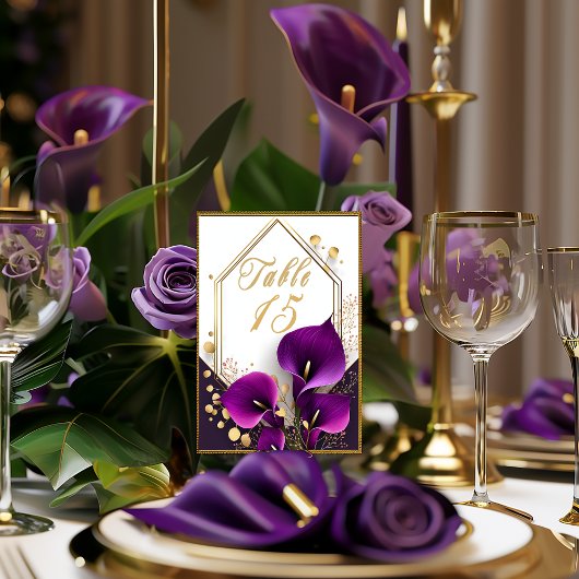 Trendy Lila Calla Lily Tischnummer