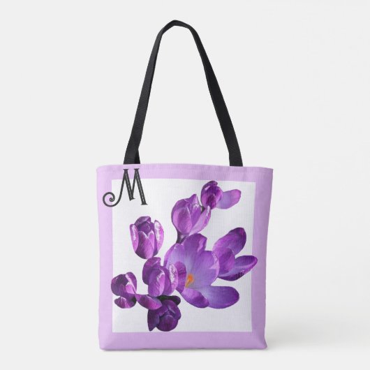 Trendy lila Crocus-Blume niedlich gürmisch Tasche (Rückseite)