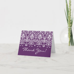 Trendy Lila Damask Vielen Dank Note Card Dankeskarte