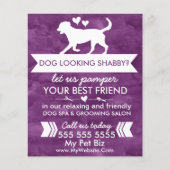 Trendy Lila Dog Grooming Flyer - personalisierbar (Vorne)
