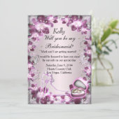 Trendy Lila Floral Chic Bridesmaid Card Einladung (Stehend Vorderseite)
