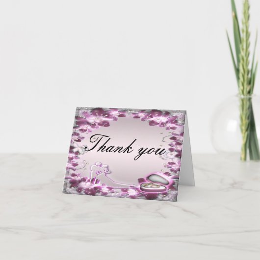 Trendy Lila Floral Chic Danke Card (Vorderseite)