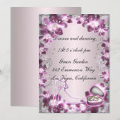 Trendy Lila Floral Chic Empfang Card Einladung (Vorne/Hinten)