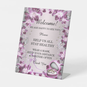 Trendy Lila Floral Chic Hochzeitssicherheit Sockelschild