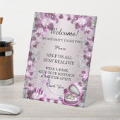 Trendy Lila Floral Chic Hochzeitssicherheit Sockelschild (In SItu)