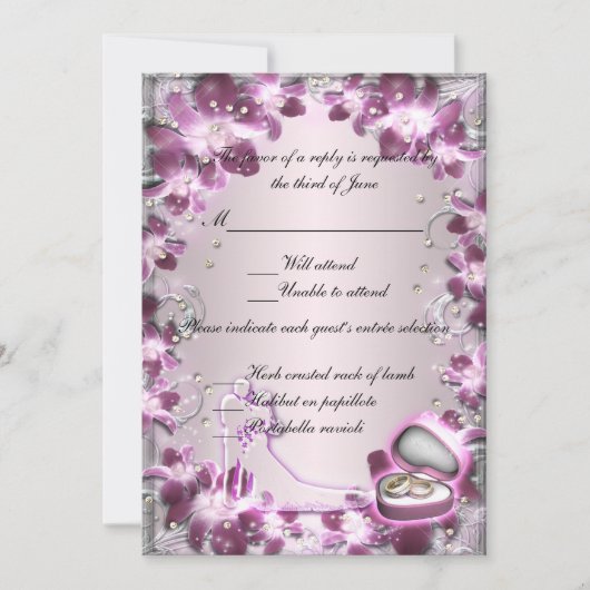 Trendy Lila Floral Chic Response Card Einladung (Vorderseite)