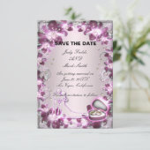 Trendy Lila Floral Chic Save the Date Card Einladung (Stehend Vorderseite)
