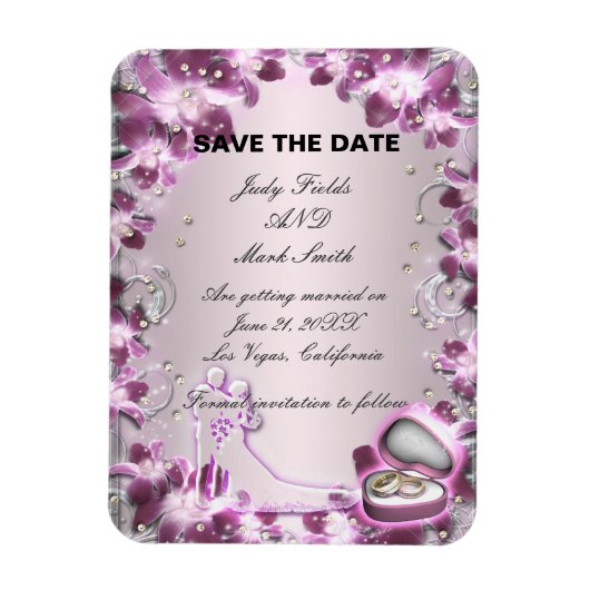 Trendy Lila floral Chic Save the Date Magnet (Vertikal)