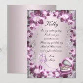 Trendy Lila Floral Chic Trauzeugin Card Einladung (Vorne/Hinten)