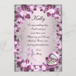 Trendy Lila Floral Chic Trauzeugin Card Einladung