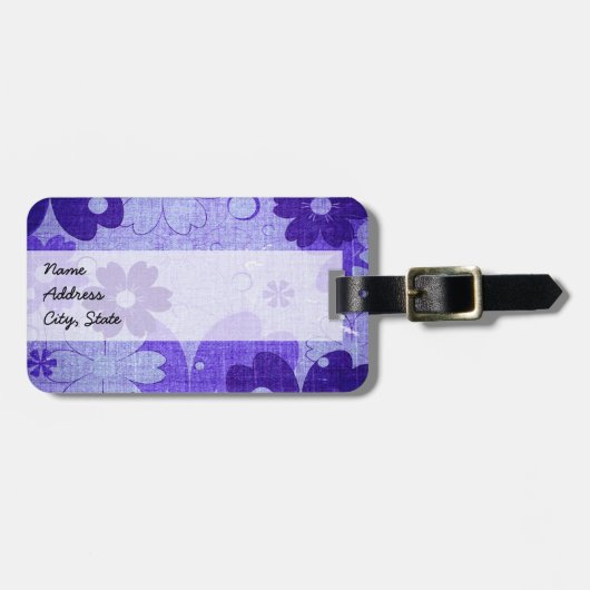 Trendy Lila Floral Vintag Gepäckanhänger (Vorderseite horizontal)