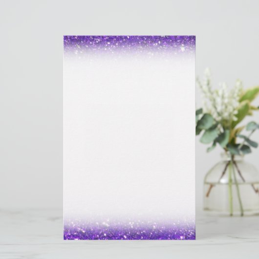Trendy lila funkelnder GlitzerGlitz Briefpapier (Stehend Vorderseite)