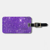 Trendy lila funkelnder GlitzerGlitz Gepäckanhänger (Vorderseite horizontal)