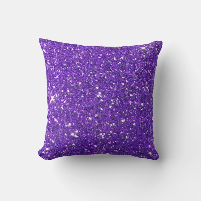 Trendy lila funkelnder GlitzerGlitz Kissen (Vorderseite)