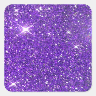 Trendy lila funkelnder GlitzerGlitz Quadratischer Aufkleber
