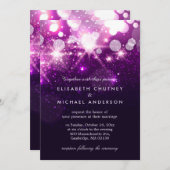 Trendy Lila Glitzer Glitzern Stilvolle Hochzeit Einladung (Vorne/Hinten)