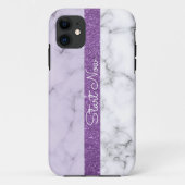 Trendy lila Glitzer-Marble iPhone Case (Rückseite)