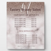Trendy Lila Glitzer Monogram Salon Price Menu Fotoplatte (Vorderseite)