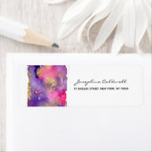 Trendy Lila & Gold Watercolor Rücksendeadresse (Insitu)