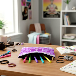 Trendy Lila Herzen mit Punkten und Wirbel Zubehörtasche