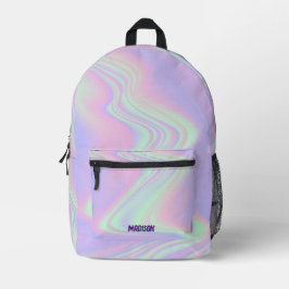 Trendy Lila Hologram Abstrakt Opal Individuelle Na Bedruckter Rucksack