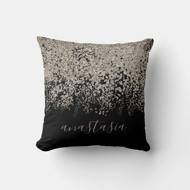 Trendy Lila Lavender Glittery Sparkling Script Kissen (Vorderseite)