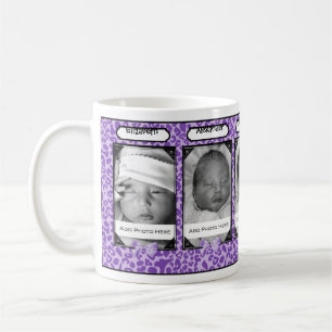 Trendy lila Leopard-Baby-Foto und Name Kaffeetasse