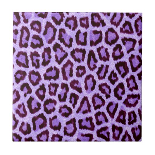 Trendy Lila Leopard Pattern Fliese (Vorderseite)