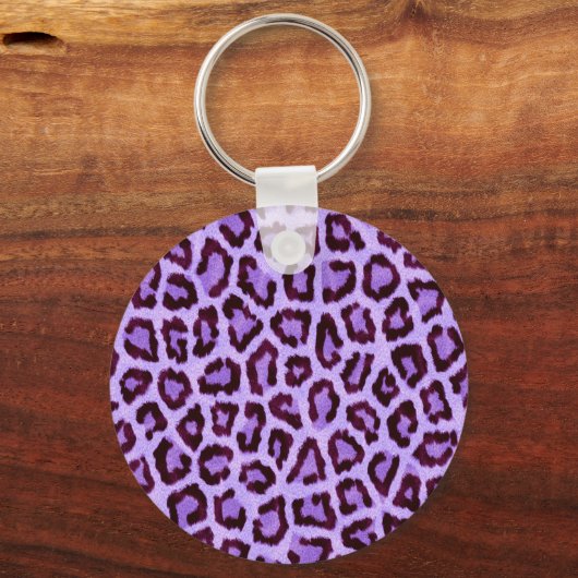Trendy Lila Leopard Pattern Schlüsselanhänger (Vorderseite)