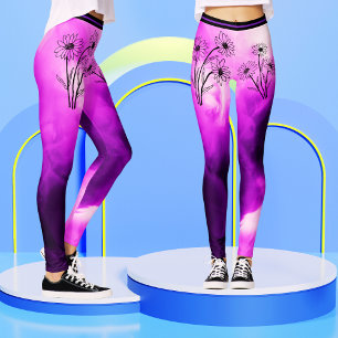 Trendy Lila Lilac Floral Daisy Krawatte Färbung Fr Leggings