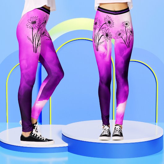 Trendy Lila Lilac Floral Daisy Krawatte Färbung Fr Leggings