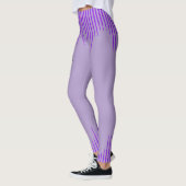 Trendy Lila Lilac Floral Stripe Workout Women's Leggings (Links)