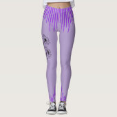 Trendy Lila Lilac Floral Stripe Workout Women's Leggings (Vorderseite)