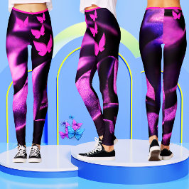 Trendy Lila Lilac Pink Butterfly Women's Leggings