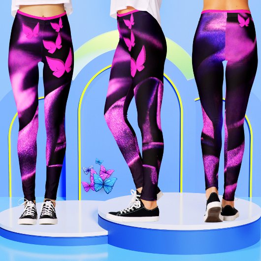 Trendy Lila Lilac Pink Butterfly Women's Leggings