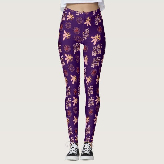 Trendy Lila Pattern Leggings (Vorderseite)