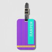 Trendy Lila Personalisierter Name Gepäckanhänger (Vorderseite Vertikal)
