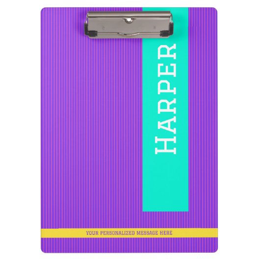 Trendy Lila Personalisierter Name Klemmbrett (Vorderseite)