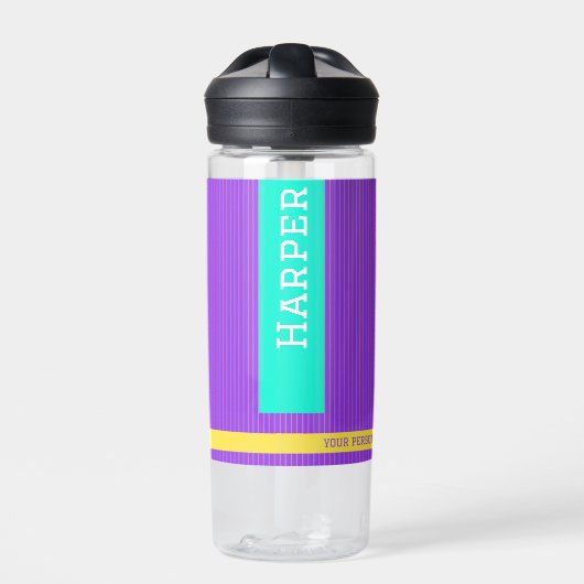 Trendy Lila Personalisierter Name Trinkflasche (Vorderseite)