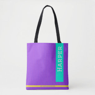 Trendy Lila Personalisierter Name und Monogramm Tasche