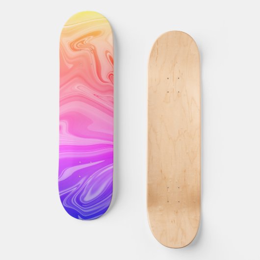 Trendy Lila Red Yellow Abstrakt Skateboard (Vorderseite)