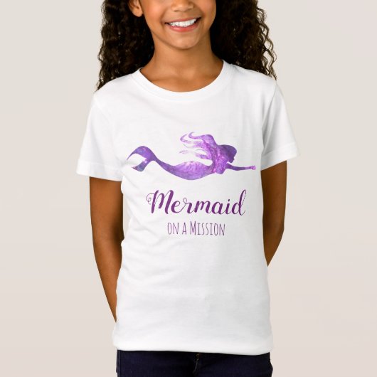 Trendy Lila Superhero Mermaid auf einer Mission T-Shirt (Vorderseite)