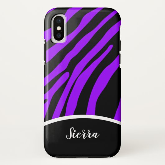 Trendy Lila und Black Zebra Strip Phone Case (Rückseite)