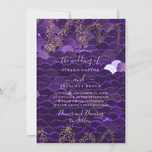 Trendy Lila und Gold Wedding Einladung (Vorderseite)