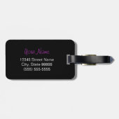 Trendy lila und schwarze Giraffe mit grünem Band Gepäckanhänger (Rückseite horizontal)