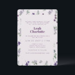 Trendy Lila Watercolor Floral Bat Mitzvah Einladung<br><div class="desc">Trendy Lila Watercolor Floral Bat Mitzvah Einladung</div>