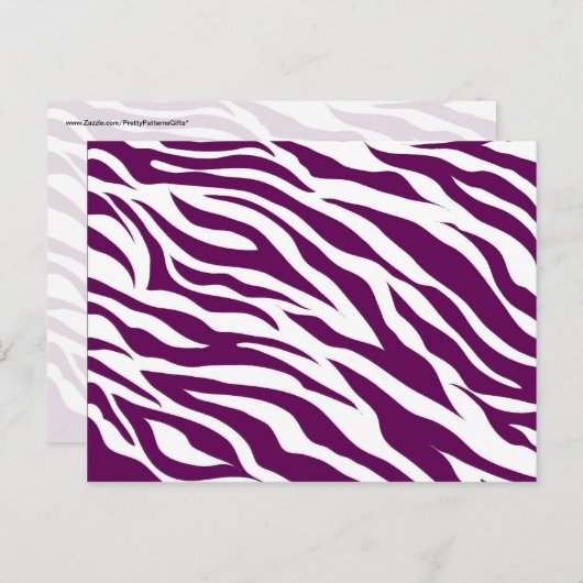 Trendy Lila White Zebra Stripe Wild Animal Print Postkarte (Vorne/Hinten)