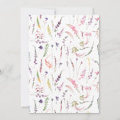 Trendy Lila Wildblume Wasserfarben Blumenzehen Einladung (Rückseite)