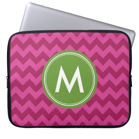 Trendy Lila Zickzack Personalize Monogram Laptopschutzhülle (Vorderseite)