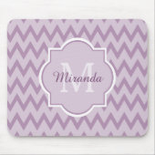 Trendy lila Zickzack Zickzack-Name und Monogramm Mousepad (Vorne)